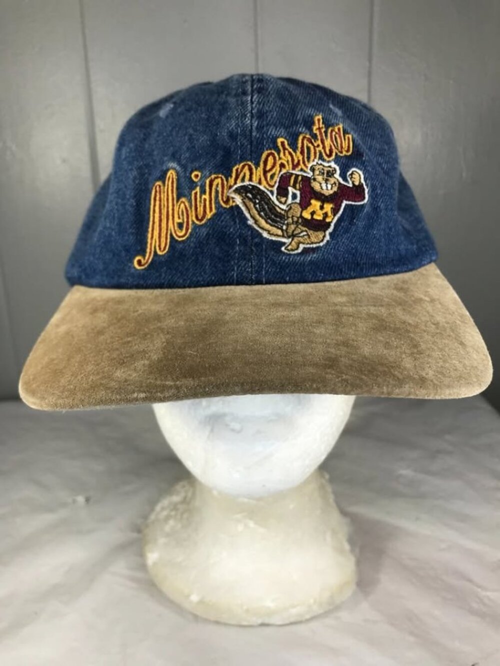 Vintage University of Minnesota Gophers Lee sport denim strapback hat cap